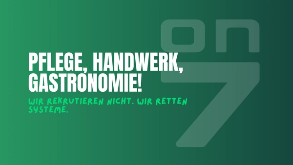 Banner Pflege, Handwerk, Gastronomie: Wir rekrutieren nicht. Wir retten Systeme.